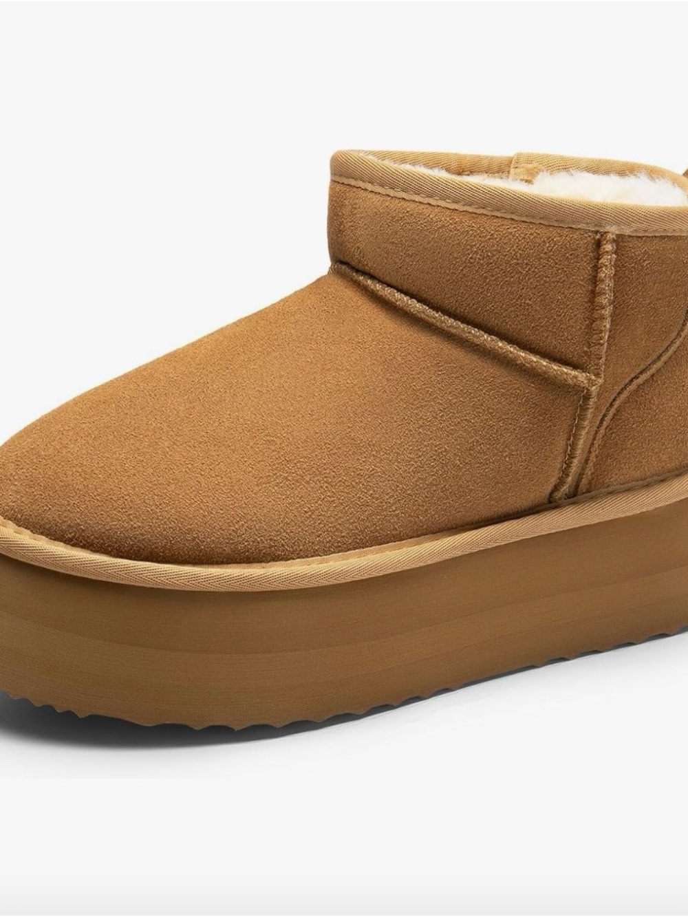 Dream Pairs Classic Shearling-Lined Platform Slip-On Bootie - Chestnut